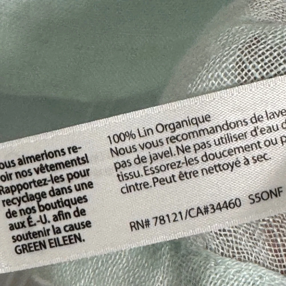 Eileen Fisher Women Medium Top Mint Green 100% Organic Linen Italian Fabric Boxy - Picture 9 of 9